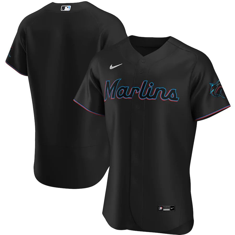 Mens Miami Marlins Nike Black Alternate Authentic Team MLB Jerseys->miami marlins->MLB Jersey